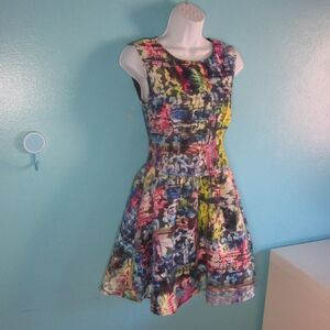 English Rose Womens Dress Size M (fits like S)  Lined Colorful Fit / Flare Mini
